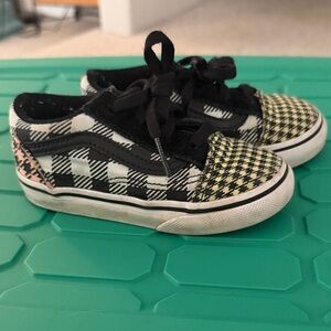Vans Kids Black and Cream Checkered Sneakers